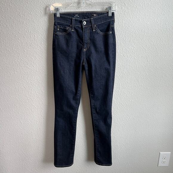 AG Adriano Goldschmied Mari High Rise Straight Leg Jeans Women's 24 Dark Wash - Picture 1 of 7